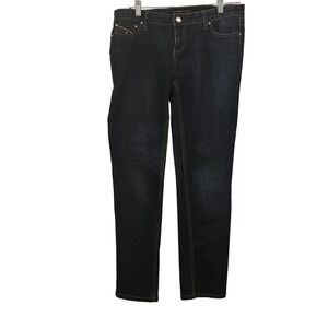 Twentyone Black by Rue 21 Juniors Jeans 7/8R Dark Wash Rhinestone Embroidery